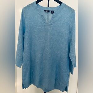 Lands’ End Linen Blend Tunic | Soft Coastal Blue | Lightweight | Summer Relaxed